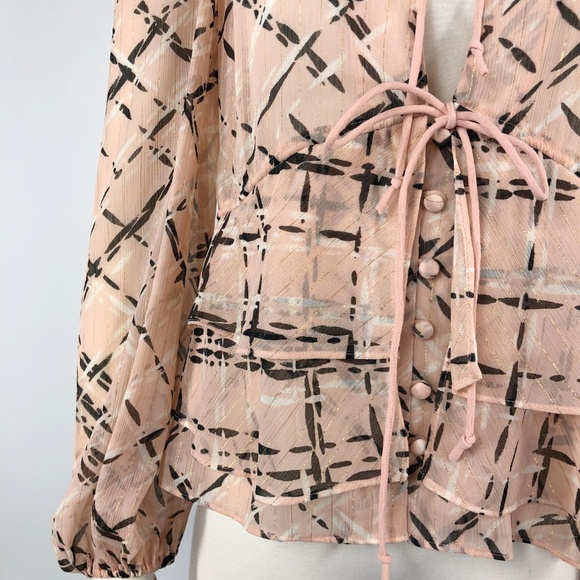 NWT Olivia Palermo Neck Tie Empire Waist Blouse M - Picture 7 of 8